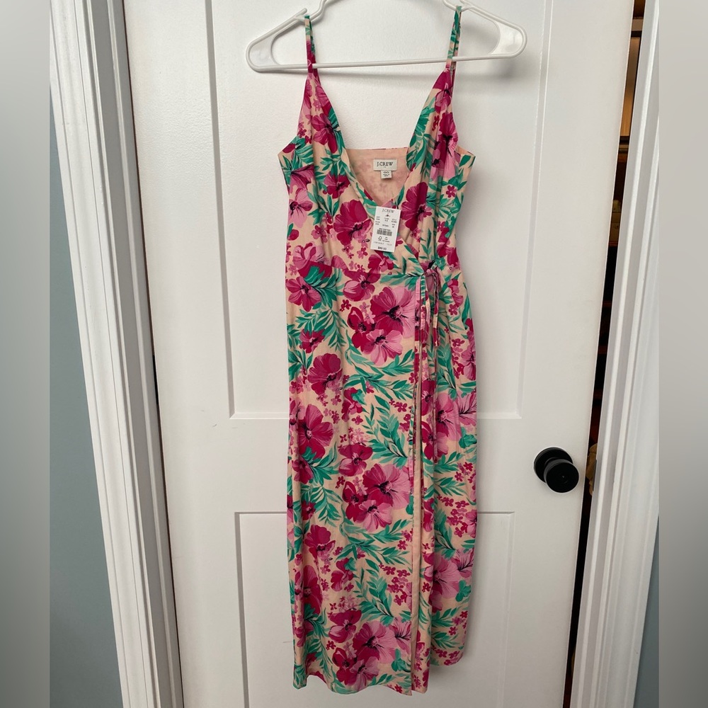 NWT Jcrew 00 pink cotton floral wrap dress